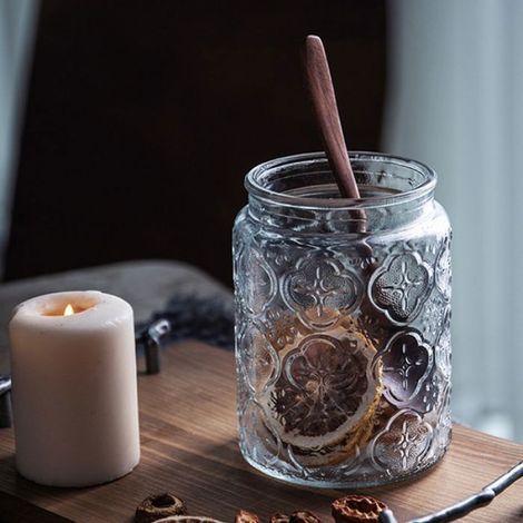 Bocal En Verre - Couvercle Bois Hermétique - Pour Aliments Secs Et Épices - Lot De 1 (1/5)