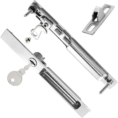 Verrou à crochet double face pour portes coulissantes – Serrure en aluminium pour porte coulissante, Sécurité pour fenêtre coulissante avec clé, Serrure pour porte de porche