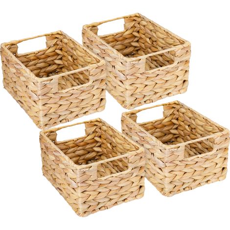 HMF 37244-S4 Aufbewahrungskorb, geflochten aus Wasserhyazinthe Seegras, 4er Set, 22x17x12 cm (1/5)