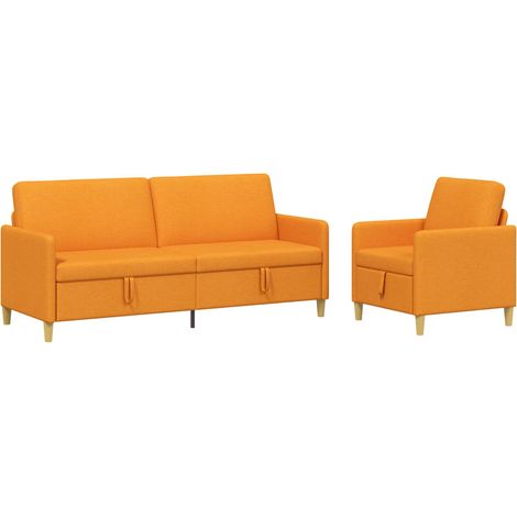 Canapé avec rangement 2 pc Jaune foncé Polyester vidaXL (1/5)