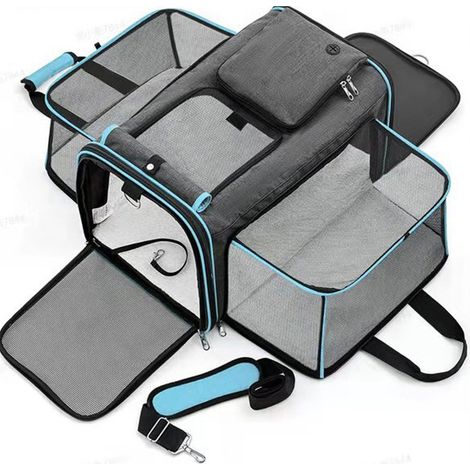 Faltbare Katzentragetasche, kleine Hundetragetasche, Katzenreisetasche fürs Auto, geräumiger, erweiterbarer Haustierrucksack, leichte und tragbare Katzentragetasche (1/5)