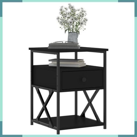 826074 Tables de chevet 2 pcs noir 40x42x55 cm bois d’ingénierie (1/5)