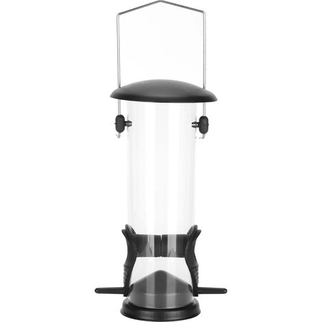 Mangeoire suspendue pour oiseaux d'extérieur, petit Tube d'alimentation en plastique à 2 ports, coupe-vent (1/5)