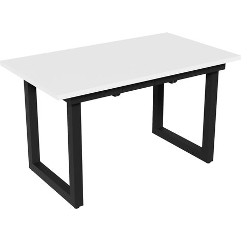 Table de salle à manger extensible, L140/180W80H75, style industriel, rectangulaire, table de café et de loisirs, table à manger moderne et simple en fer, table à manger multifonction peu encombrante, (1/5)