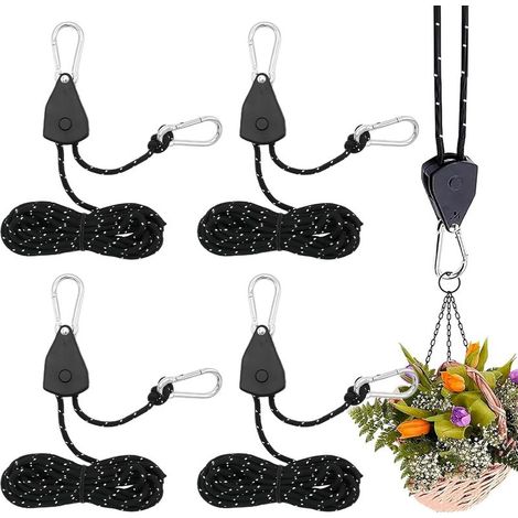 Lot de 4 Tendeur Corde, 5 M Réfléchissante Tendeur Voile Ombrage, avec Cliquet Réglable et Crochet pour éclairage de Plantes, Tentes, Jardins, équipements de Plein Air (1/5)