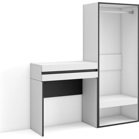 Skraut Home - Table Console d'Entrée, Grand espace de rangement, 130x145x35 cm, Avec tiroir, Vestiaire ouvert, Style moderne, Blanc (1/5)