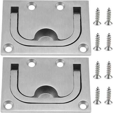2 Pcs Poignée de Trappe pour Bateaux en Acier Inoxydable Poignée Casier de Trappe Affleurantes avec Vis pour Meuble Yacht Boat