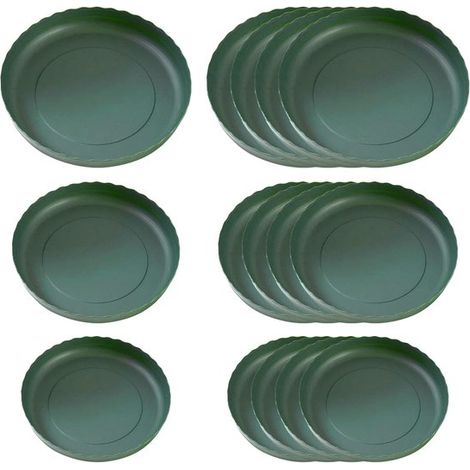 Dailygoody - Sottovasi - Set da 15 - Idratazione per piante - Colore verde - Protezione della superficie - Perfetti per serra - Adatti per piante da interno (1/5)