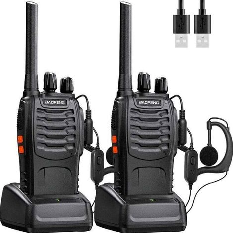 Talkie walkie professionnel 16 canaux PMR – Longue portée 10km – Rechargeable avec batterie 1500mAh – Oreillette et (1/4)