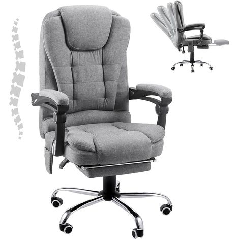 YODOLLA Chaise de Bureau Ergonomique avec Repose-Pieds - Fauteuil de Travail Confiable et Confortable - Dossier Soutien Lombaire - Pivotante et Réglable - Gris (1/5)