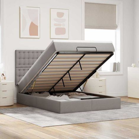 VidaXL Cadre de lit ottoman avec matelas taupe 140x190 cm tissu (1/5)