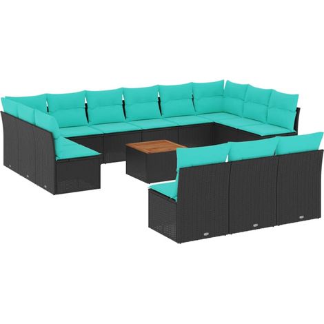 Maison Exclusive - 14-tlg. Garten-Sofagarnitur mit Kissen Schwarz