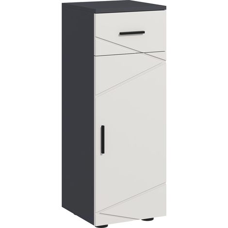 Mobiletto Bagno in Truciolato con Cassetto e Armadietto a 2 Livelli Regolabili, 30x30x82 cm, Grigio