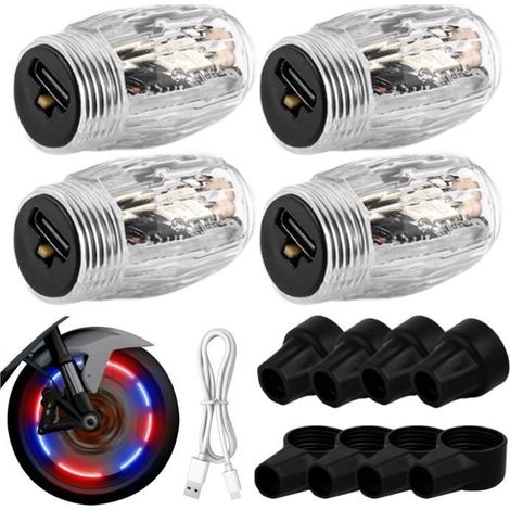 Lumières de roue à LED - Bouchons de Tige de Valve - Lot de 4 - Rechargeables - Colorées - Universelles (1/3)