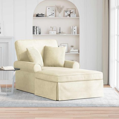 vidaXL Chaise Longe con Gonna con cuscino 3 pcs Crema Tessuto in