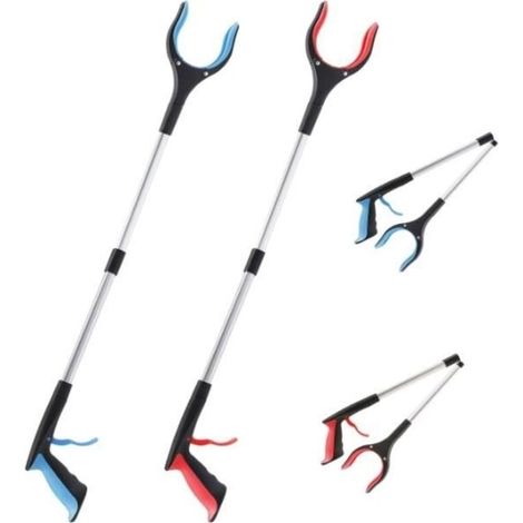Lot de 2 - Pince Telescopique 83cm Extension - Tête rotative à 90° Pince a Dechets avec Pointes Magnétiques - Pince pour Ramasser (1/4)