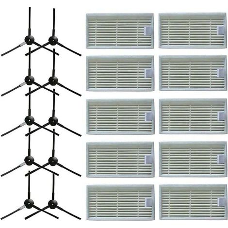 Accessoires nettoyeur10 brosses latérales + 10 filtres HEPA pour aspirateur robotique Lidl SilverCrest SSR 3000 A1 (1/4)