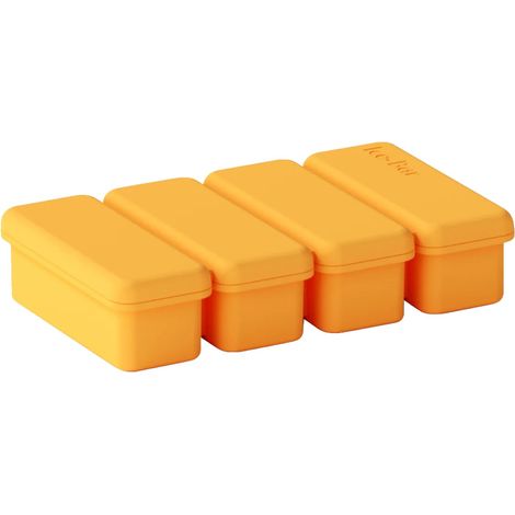 Silikon-Eiswürfelschale, 4 Fächer, umweltfreundliches Design, 4 Gitter gelb (1/2)