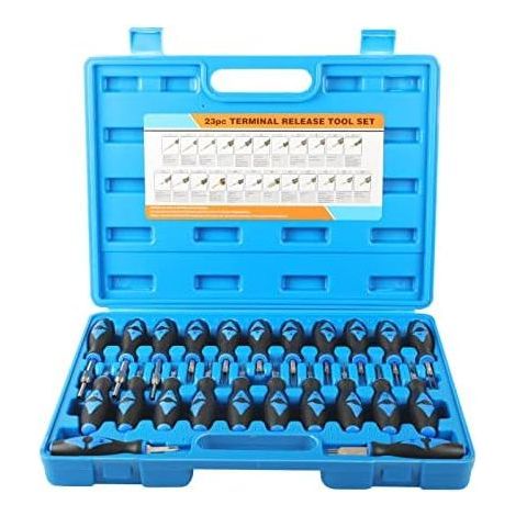 23 Pcs Terminal Removal Tool Kit Outil de Démontage Voiture Câblage Electrique d'extraction Broches Connecteurs électriques Terminals Enlèvement Set - (1/5)