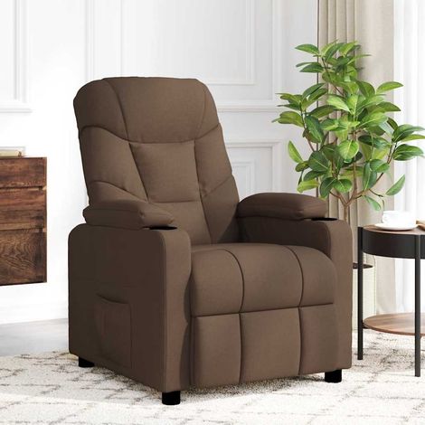 Fauteuil de massage-Chaise de relaxation-Fauteuil Relax Marron Tissu 823431 (1/5)