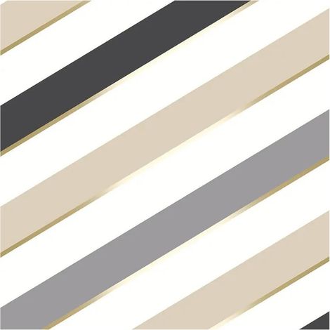 Carnival Striped Wallpaper Paste The Wall Ugepa Metallic Gold Black Cream White (1/4)