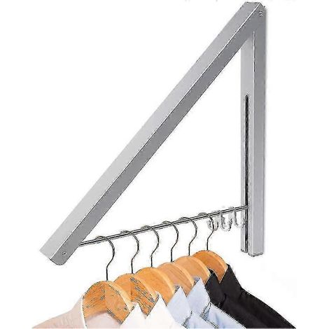 Étendoir à linge mural pliable et rétractable pour buanderie, chambre, balcon, argent (1/4)