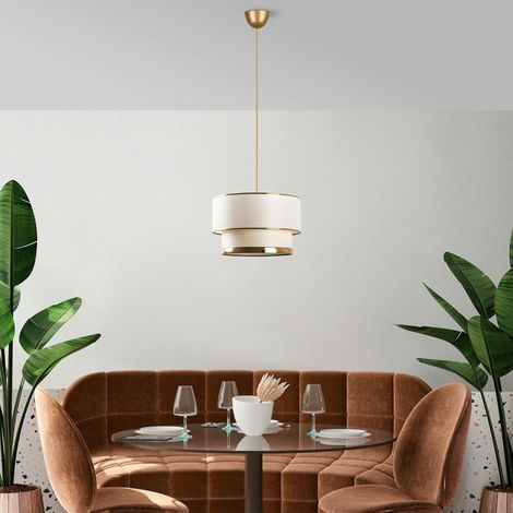 Suspension moderne en tissu - crème et or ZURICH (1/5)