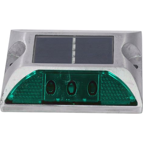 Solarbetriebene Straßenmarkierungsleuchte aus Aluminiumguss für Einfahrten, Stufen, Gehwege, Treppen, Außenbereich, IP68 wasserdicht, grünes Licht (1/5)