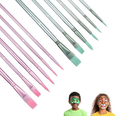 Lot de 12 pinceaux de qualité supérieure avec manches en bois, pinceaux en nylon pour peinture acrylique, peinture à l'huile, pour artistes, adultes et enfants (1/5)