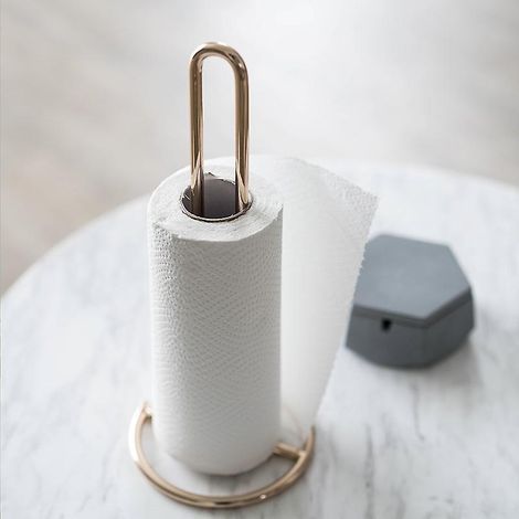 Porte-rouleau de papier essuie-tout autoportant, portable, sans perçage, utilisable dans la cuisine, le salon, la chambre, la salle de bain, etc. (Or) (1/5)