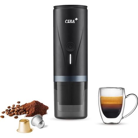 Machine à expresso portable électrique avec auto-chauffage en 3 à 4 minutes, mini 20 bars avec batterie rechargeable. Compatible avec les capsules et le café moulu pour les voyages (1/5)