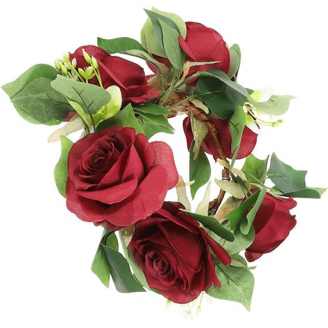 Couronne de bougie en forme de rose artificielle, centre de table décoratif pour mariage, 1 pièce, rouge (1/5)