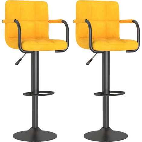 Maison Exclusive - Sgabelli da Bar 2 pz Giallo Senape in Velluto (1/5)