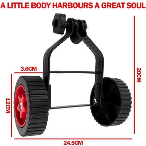 Ruedas de soporte universales ajustables para desbrozadoras, ruedas estabilizadoras ajustables, accesorios para cortacéspedes con ruedas rectas. (1/4)