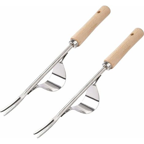 Ahlsen 2 Stück Unkrautstecher, manueller Unkrautstecher, Grasschneider mit Holzgriff, kleiner Fugenschaber, Garten-Unkrautjäter zum Umgraben des Rasens, Jäten und Auflockern des Bodens (1/4)