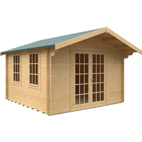 12x12 The Lotherton 28mm Cabin - L355 x W355 x H271.9 cm - Solid Wood/Softwood/Pine - Natural