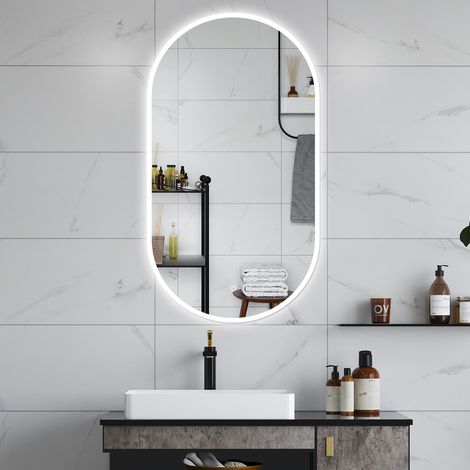 Aica Specchio da bagno 50 x 90 cm, dimmerabile,interruttore touch, Funzione Memoria, antiappannamento (1/5)