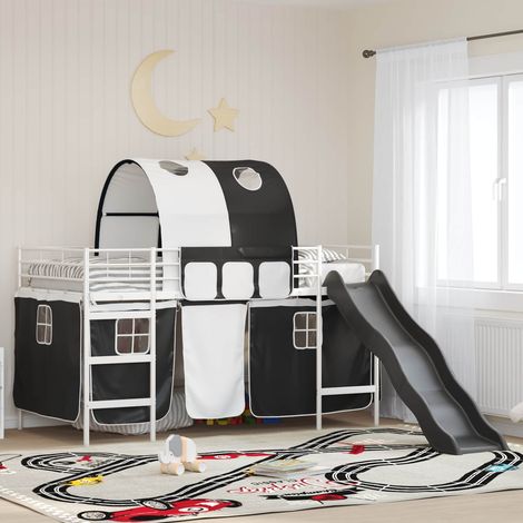 Kinder-Etagenbett Weiß und Schwarz 90 x 200 cm Metall