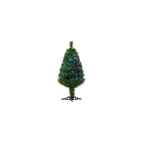 Künstlicher Weihnachtsbaum mit Lichterkette, 90 cm hoch, mehrfarbige Glasfaserbeleuchtung + Ständer, 90 Zweige, Grün (1/5)