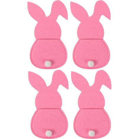 Porte-Couverts Lapin De Pâques - Sac En Feutre Pour Couverts - Décoration De Table Printanière - Lot De 4 - 15 X 8 Cm (1/5)