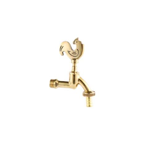 RUBINETTO ARTISTICO IN OTTONE ORO LUCIDO GALLO LIMP- - attacco M1/2 - raccordo terminale M 3/4 - 1 pezzi VETTE
