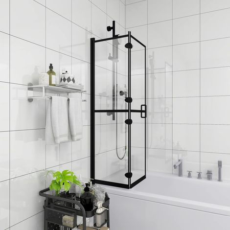 vidaXL Box Doccia Pieghevole in ESG 80x140 cm Nero (1/5)