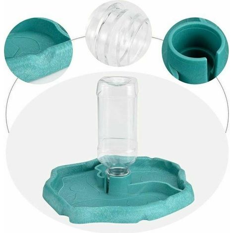 Fontaine Reptile, Fontaine Tortue, Mangeoire Tortue 2 en 1 Accessoire Bol Distributeur de Nourriture en Plastique Anti-Goutte - Bleu (1/4)