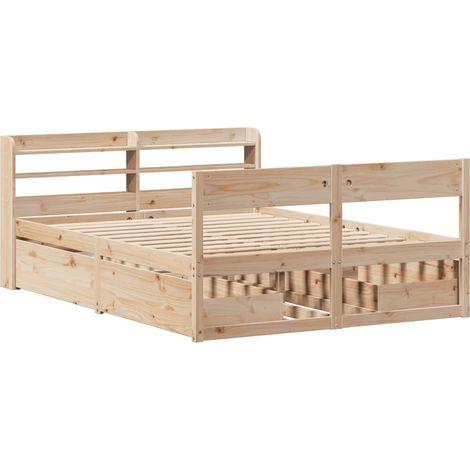 vidaXL Cadre de lit sans matelas 135x190 cm bois de pin massif (1/5)