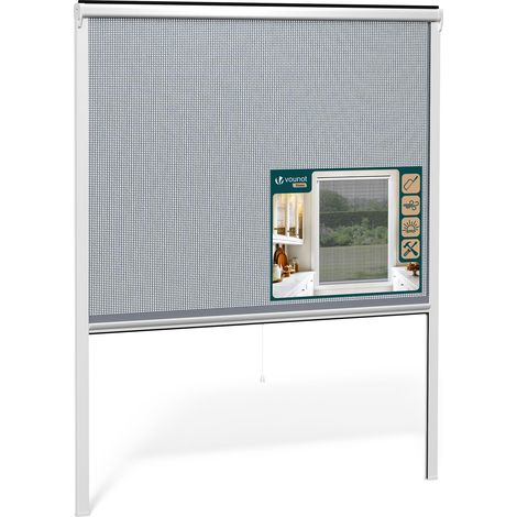 Moustiquaire Fenêtre Enroulable en PVC Recoupable avec Maille en Fibre de Verre Installation Facile L150 x H160 cm Blanc (1/5)