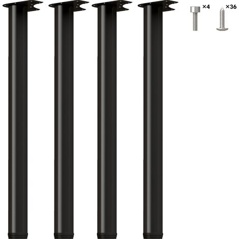 Lot de 4 pieds de table - HOMCOM - style industriel - patins réglables - acier - 73 x 6 x 6 cm - noir (1/5)