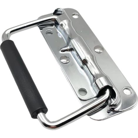 Federbelastete Klappgriffe, 2 Stück silberfarbene Metall-Klappgriffe, integrierter Griff für Werkzeugkasten, Aufbewahrungsbox für Kleinteile (1/4)