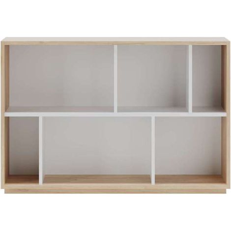 Estantería 2 alturas modelo 547 acabado roble claro/blanco. 80cm(alto), 119cm(ancho), 32cm(fondo). (1/5)