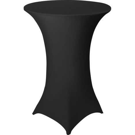 1 Nappe Spandex Carrée Pour Table Haute, Coins Droits, Extensible, Noir, Ø 70-75cm, Mariage, Banquet