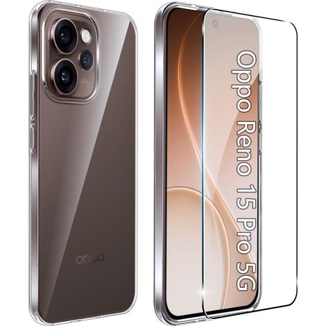 Handyhülle für Oppo Reno 15 Pro 5G + Schutzfolie, Transparent